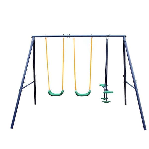 Blue Metal Outdoor Swing Playset