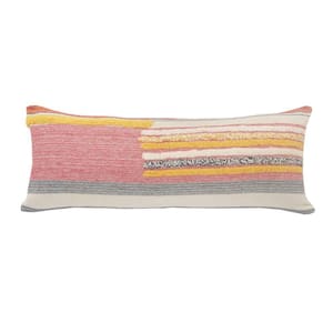 Boho Multi-Color Tufted Lines Soft Poly-Fill 14 in. x 36 in. Throw Pillow