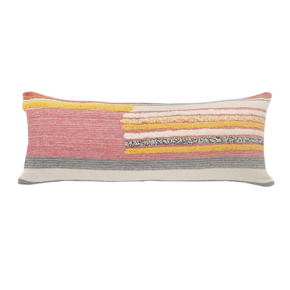 Boho Multi-Color Tufted Lines Soft Poly-Fill 14 in. x 36 in. Indoor Throw P