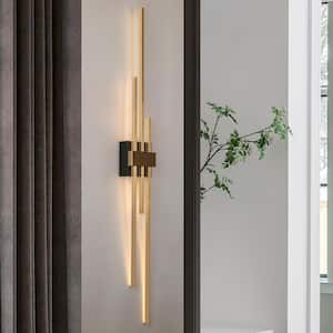 Huia 3-Light Matte Black and Plating Brass Linear LED Wall Sconce