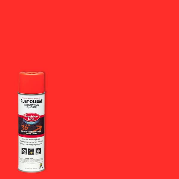 Rust-Oleum Industrial Choice 203037-12PK Inverted Water-Based Marking Spray Paint, 17 oz, Fluorescent Red-Orange, 12 Pack