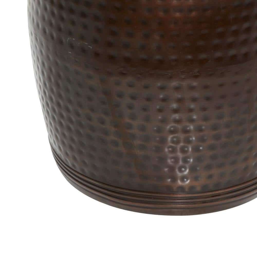 Copper Hammered Barrel Side Table with White Marble Top - 16"x19"