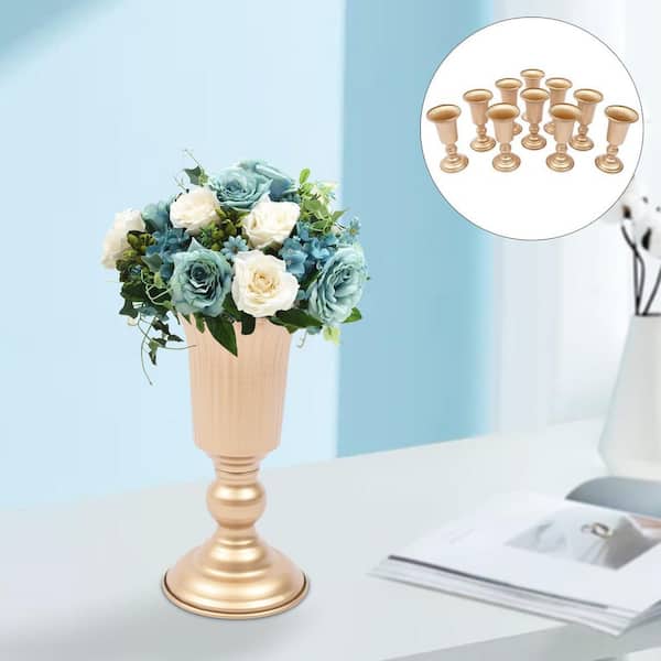 YIYIBYUS 12.6 in. Tall Metal Flower Holder Wedding Decoration Trumpet Vase  in Gold (10-Pieces) HG-ZJ1062-315 - The Home Depot
