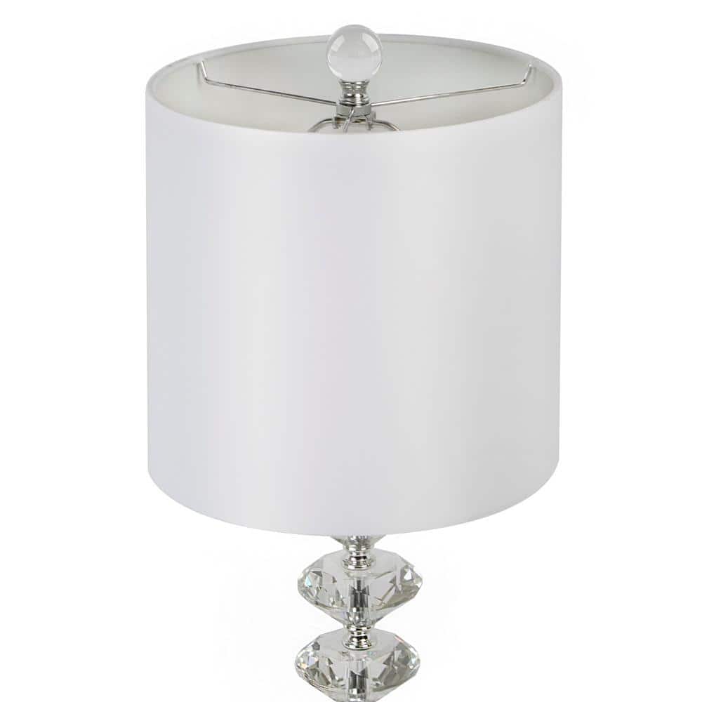 Set of 2 Clear Crystal Table Lamps with Off-White Shades