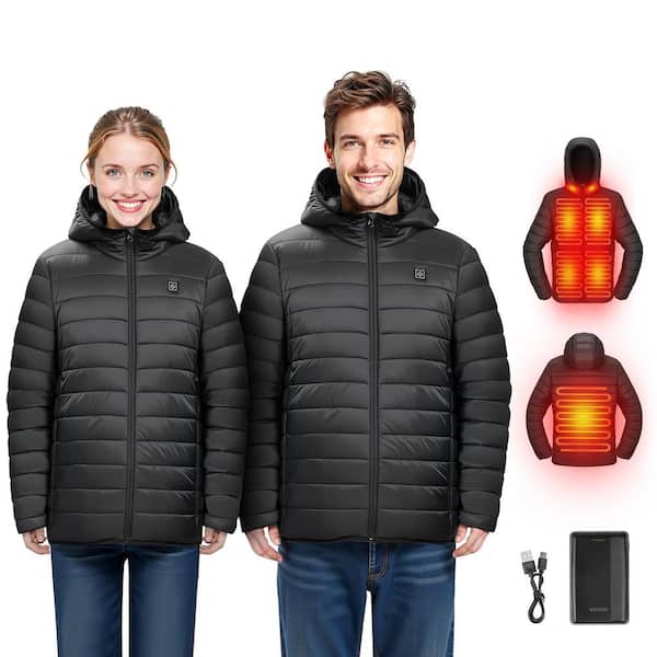 Heated Jacket for Men with 7. 4V Battery, Soft Shell Electric Heating Coat, Windproof Lightweight Outerwear, Black