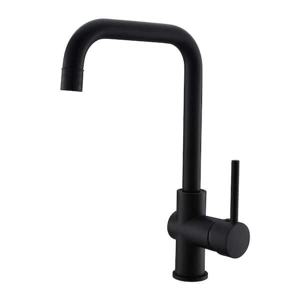 Staykiwi Single Handle Single Hole Deck Mount Standard Kitchen Faucet in Black