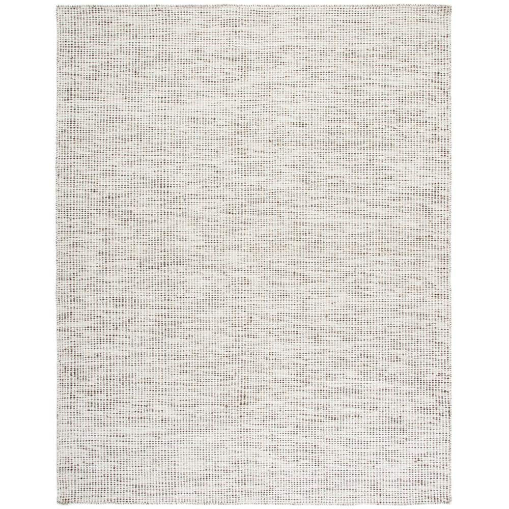 Ivory and Brown Handmade Wool Tufted 9' x 12' Rug