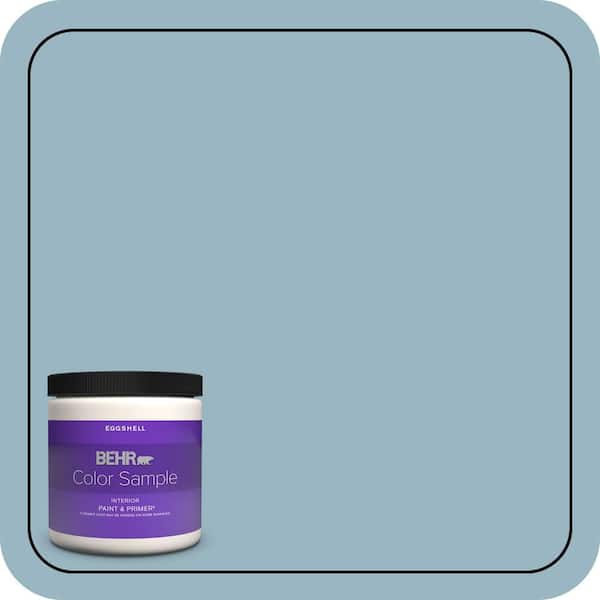 BEHR PREMIUM PLUS 8 oz. #S470-3 Peaceful Blue Eggshell Enamel Interior Paint & Primer Color Sample