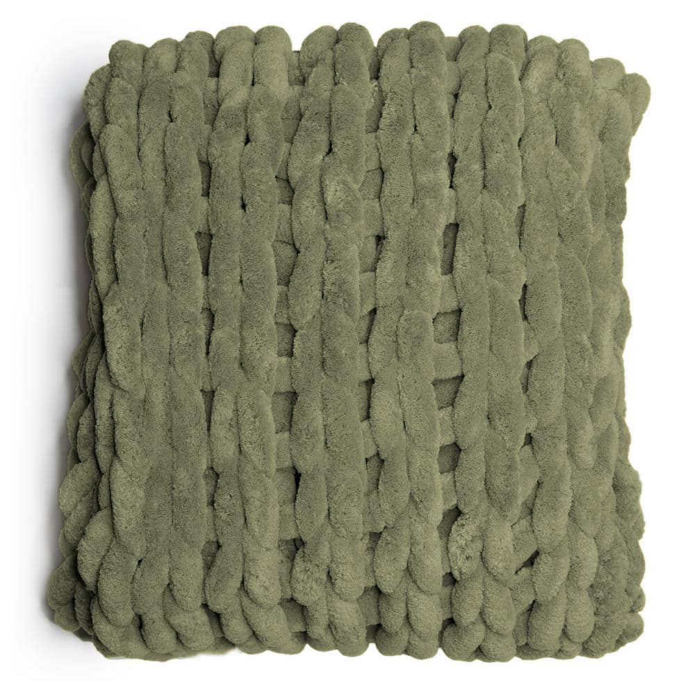 Cozy Olive Chenille Electric Knitted 50"x40" Reversible Throw