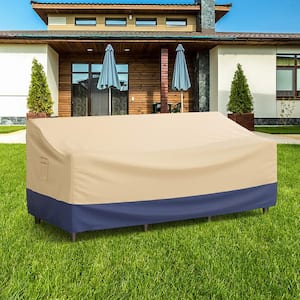 3-Seater Patio Waterproof Sofa Cover Polyester Sofa Cover w/Air Vents and Handles