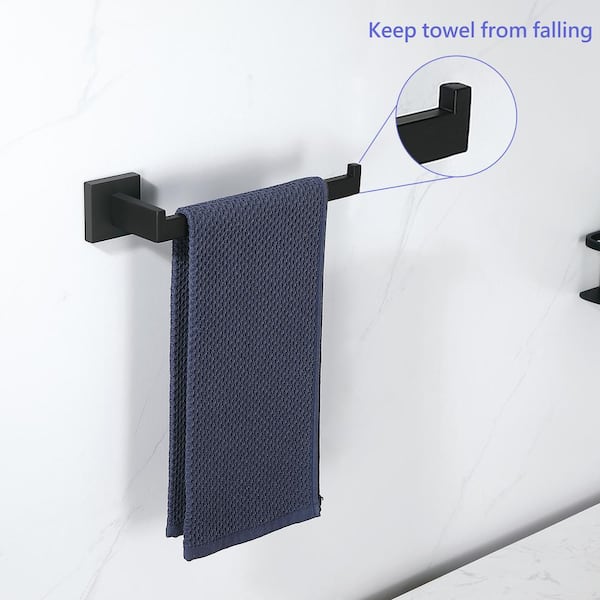 Bathroom 9 in. Wall Mounted Towel Bar Stainless Steel Hand Towel Bar Rustproof Towel Holder in Matte Black