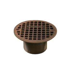 2 in. Brass Spud with 4-1/4 in. Dia Round Strainer in Old World Bronze for Shower or Floor Drains