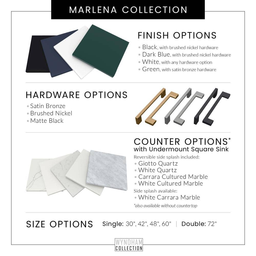 Marlena 60-Inch White Vanity with Cultured Marble Top and Satin Bronze Hardware
