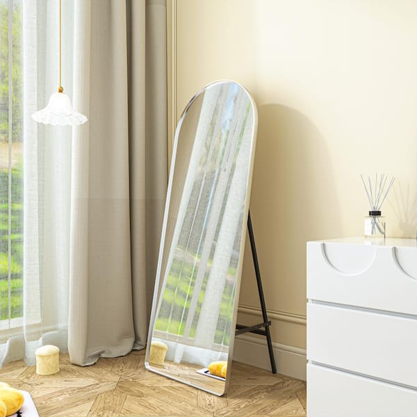 ORGANNICE 22 in. W x 65 in. H Classic Arched Silver Aluminum Alloy Framed Full Length Mirror Standing Floor Mirror