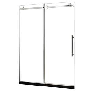 60 in. W x 79 in. H Sliding Frameless Shower Door in Stainless Steel