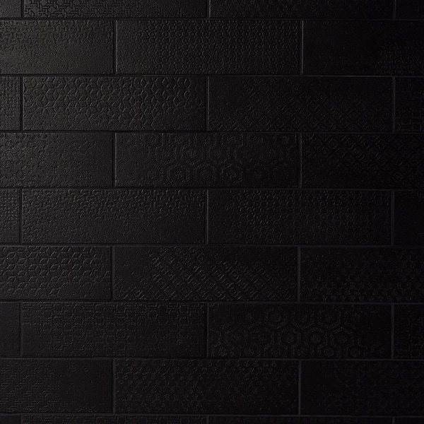 Ivy Hill Tile Harper Black 4 in. x 12 in. Matte Porcelain Subway Floor and Wall Tile Sample