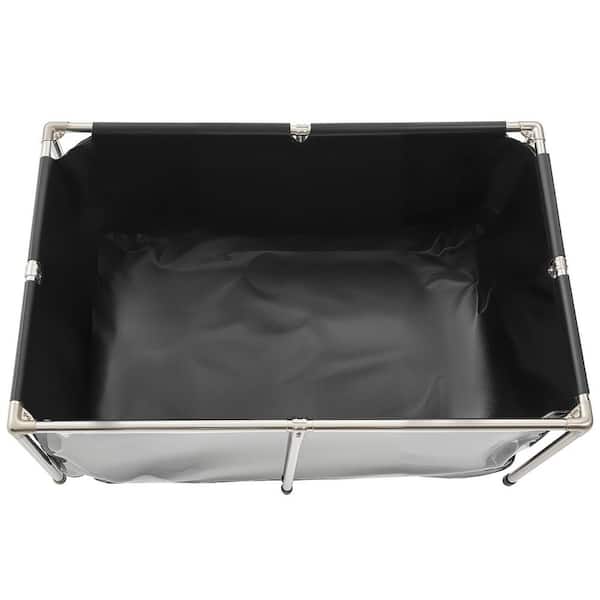 126.8 gal. Black Fish Pond Canvas. PVC Koi Habitat with Transparent Panel, Stainless Steel Frame, Drain Valve