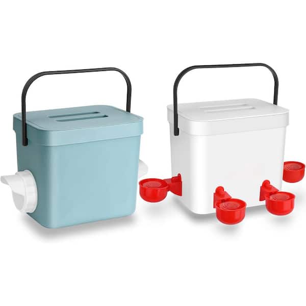 KIWDZFU Automatic Chicken Feeder and Waterer Set 12.09 in. x 9.76 in. x 7.68 in. Eco-Friendly PP Poultry Livestock Supplies