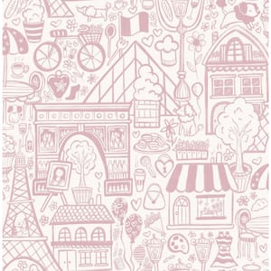 Oui Paris Pink Peel and Stick Wallpaper Sample