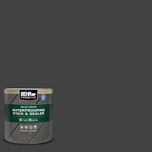 1 qt. #PFC-75 Tar Black Solid Color Waterproofing Exterior Wood Stain and Sealer
