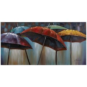 28 in. x 55 in. "Umbrellas" Hand Painted Contemporary Artwork