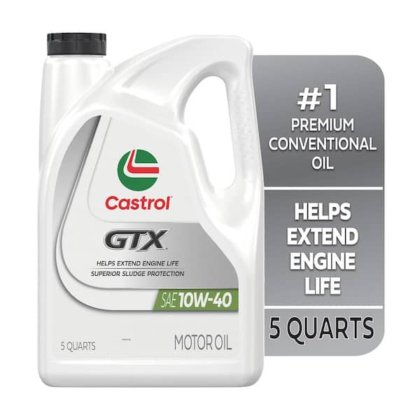 CASTROL GTX 10W-40 Conventional Motor Oil, 5 qt. 15982E - The Home
