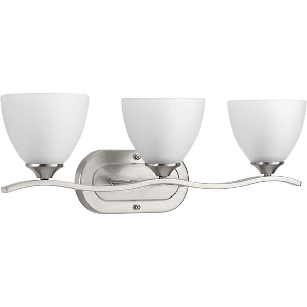 Progress Lighting Laird Collection 3-Light Brushed Nickel Etched Glass Traditional Bath Vanity Light