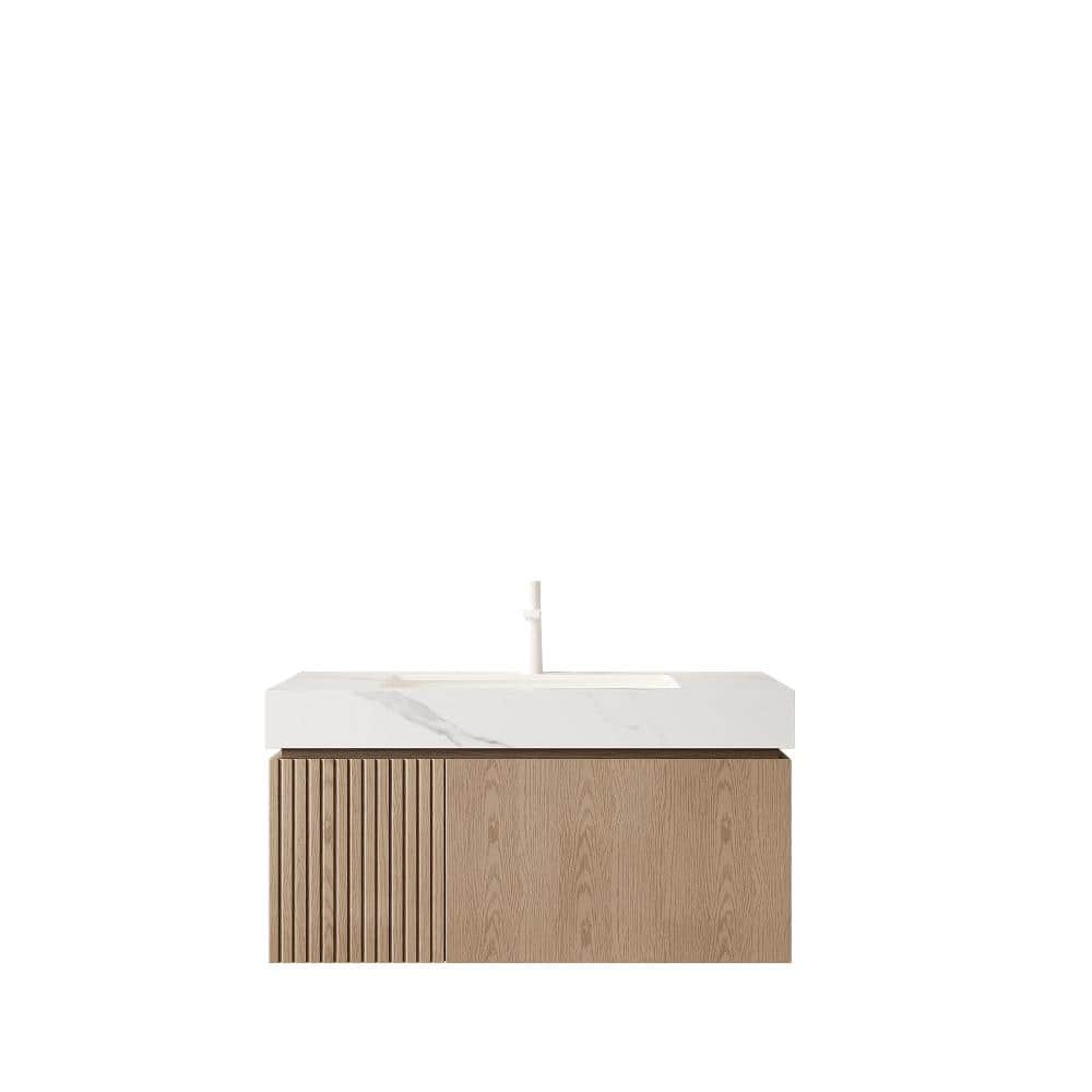 36 in. Wall Mounted Heidelberg Woodgrain Bath Vanity with White Stone Top Ceramic Basin Preassembled price history on PriceWatchPro