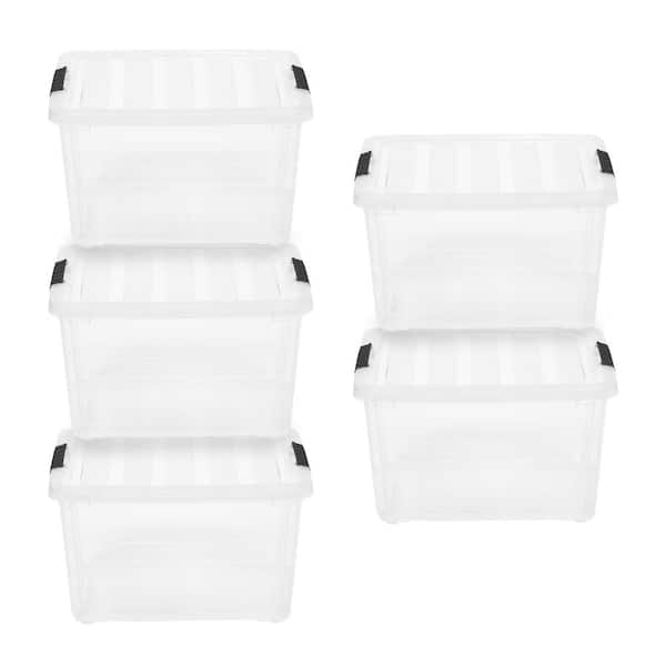 Plastic Storage Bins, Stackable Storage Container with Secure Latching  Buckles and Black Lid, 5 Qt.
