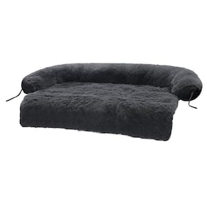 XL Dog Bed Dog Fluffy Dog Bed Couch Cover Calming Large Dog Bed Washable Dog Mat in Dark Grey