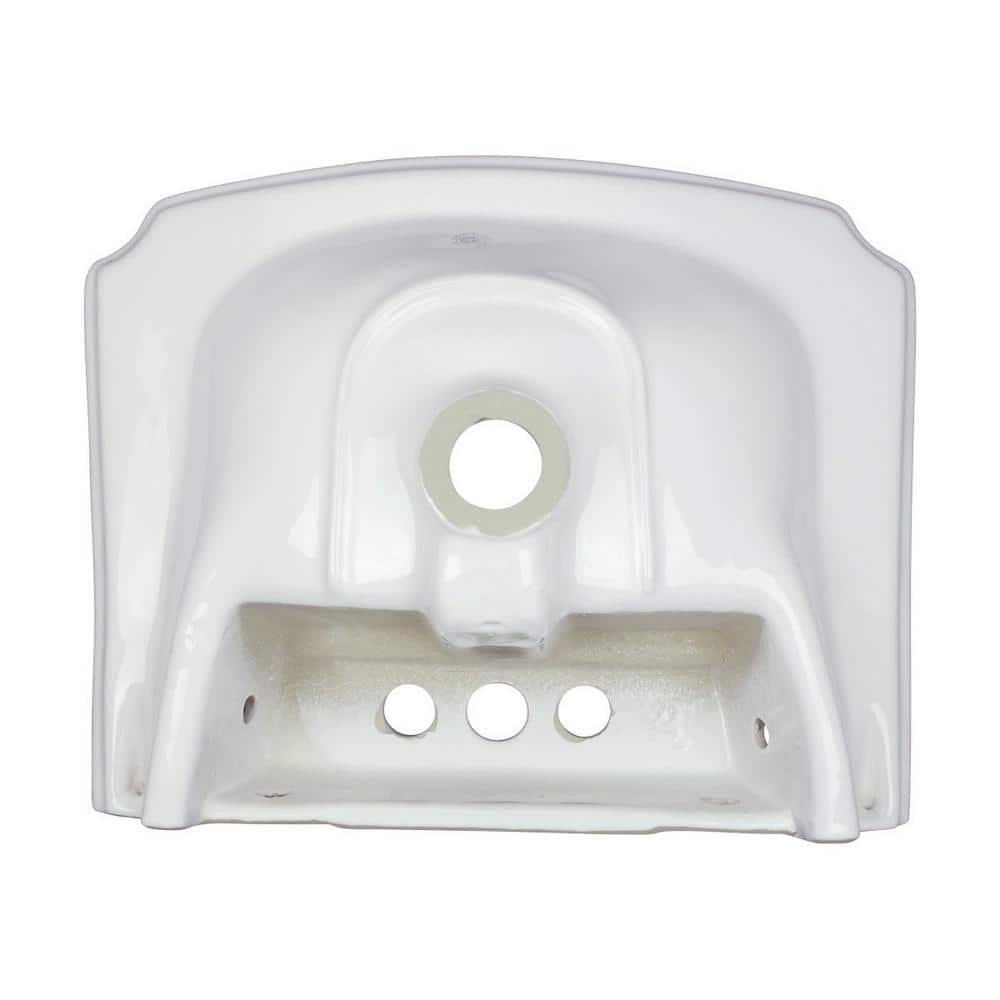 Gloss White Ceramic Wall-Mount Bathroom Sink with Overflow