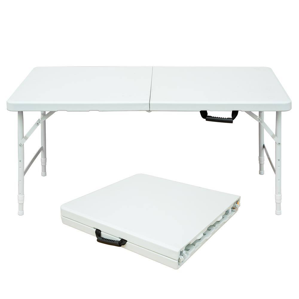 49.2 in. White Rectangle Iron Portable Folding Picnic Table for Camping, Poolside, Patio, Garden and Deck price history on PriceWatchPro