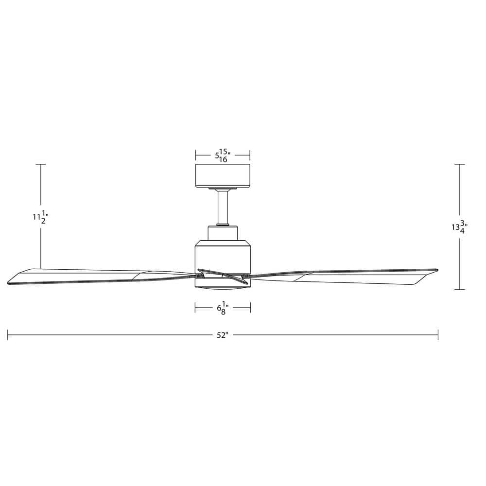 52" Matte White Smart Ceiling Fan with Remote and 3 Blades