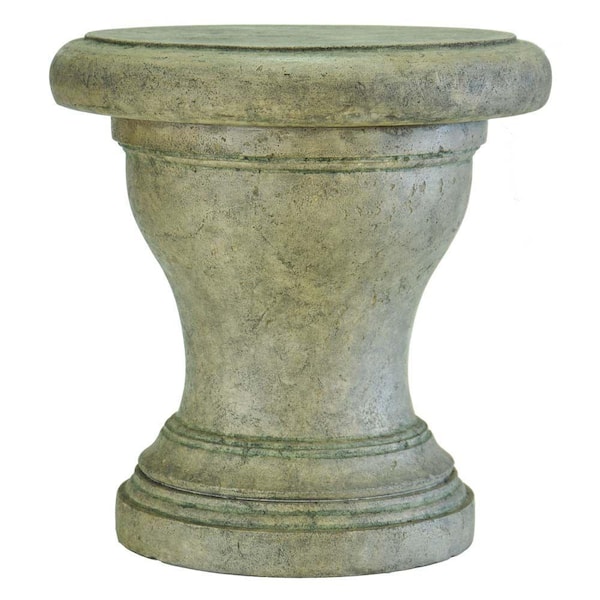 MPG 18 in. D x 18-1/2 in. H Round Garden Stool or Cooler Combo in Aged Granite Finish