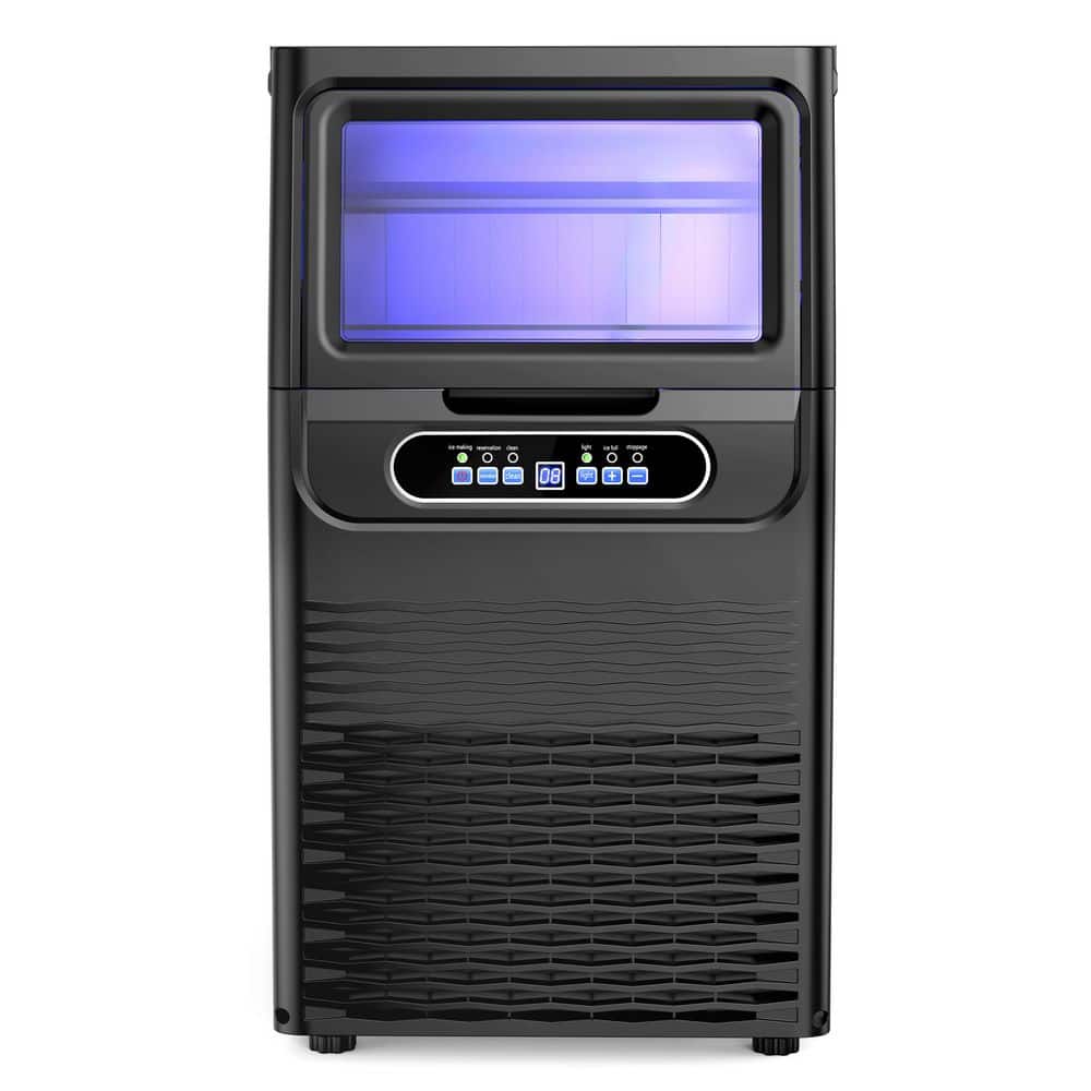 13.78 in. 110 lbs./24H Full Size Cube Commercial Freestanding Spray Drench Ice Maker Machine in Black w/ 30 lbs. Storage