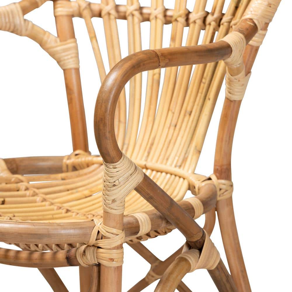 Sheraton Handmade Rattan Armchair with Woven Detailing - Brown