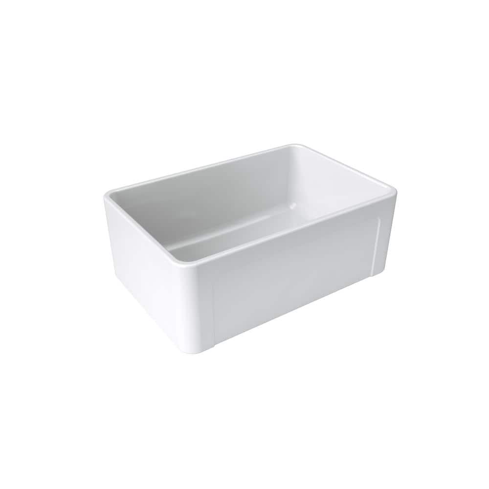 27-Inch White Fireclay Farmhouse Single Bowl Sink