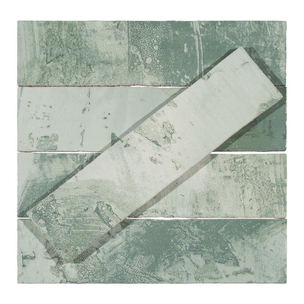 Splash Viridian Green 3-in. x 12-in. Subway Vintage Look Matte and Glossy Ceramic Wall Tile (4.85 sq. ft./Case)