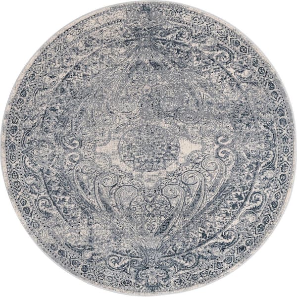 Chateau Wilson Dark Blue 4' 0 x 4' 0 Round Rug