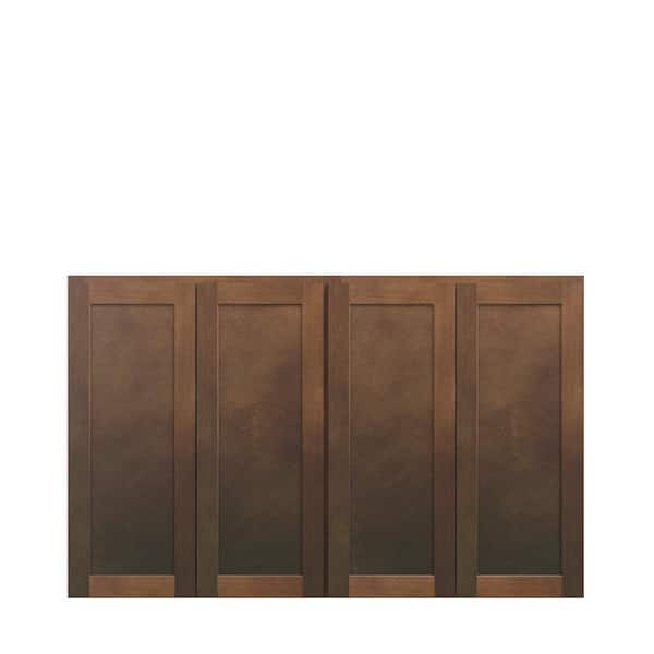 Kunal Kitchens Amherst Shaker 48 in. W x 30 in. H x 12 in. D in Walnut Plywood Assembled Wall Cabinet