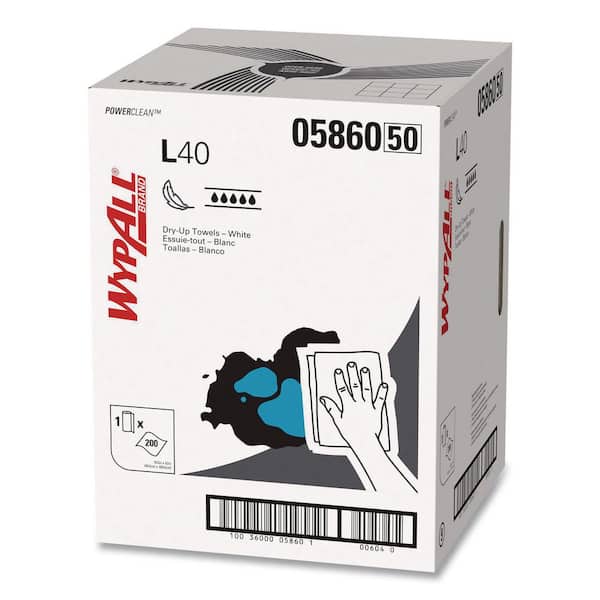 L40 Towels, Dry Up Towels, 19-1/2 in. x 42 in., White, 200 Towels/Roll