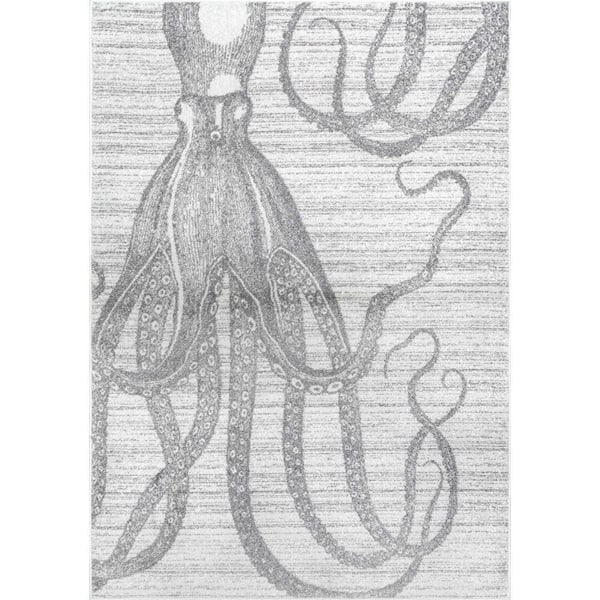 nuLOOM Thomas Paul Octopus Silver 8 ft. x 10 ft. Area Rug