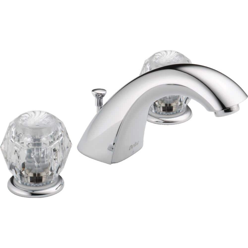 Sleek Modern Widespread Chrome Bathroom Faucet with Dual Acrylic Knobs