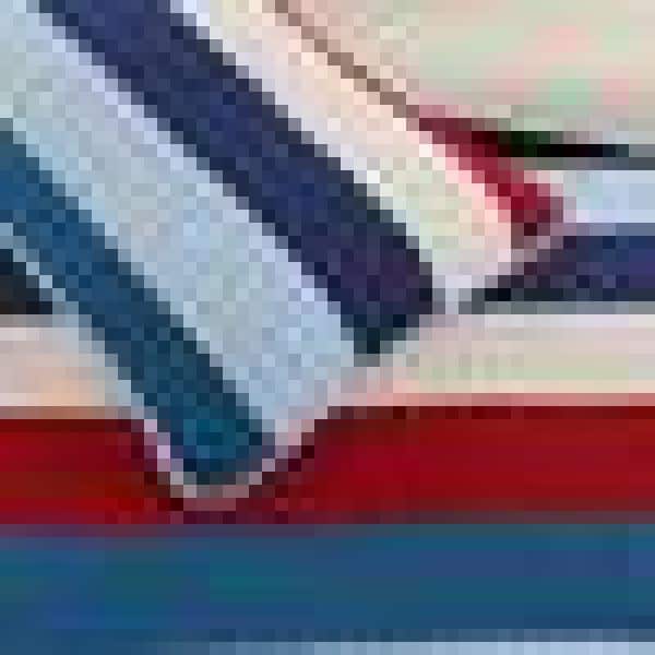 Navy and Red Striped Cotton Reversible Queen Quilt Set