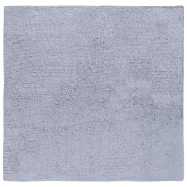 SAFAVIEH Faux Rabbit Fur Light Gray 4 ft. x 4 ft. Machine Washable Solid Color Flokati Square Area Rug