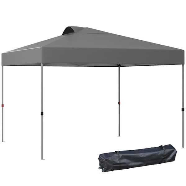 10 ft. x 10 ft. Dark Gray Pop Up Canopy Tent with 3-Level Adjustable Height, Top Vents and Wheeled Carry Bag