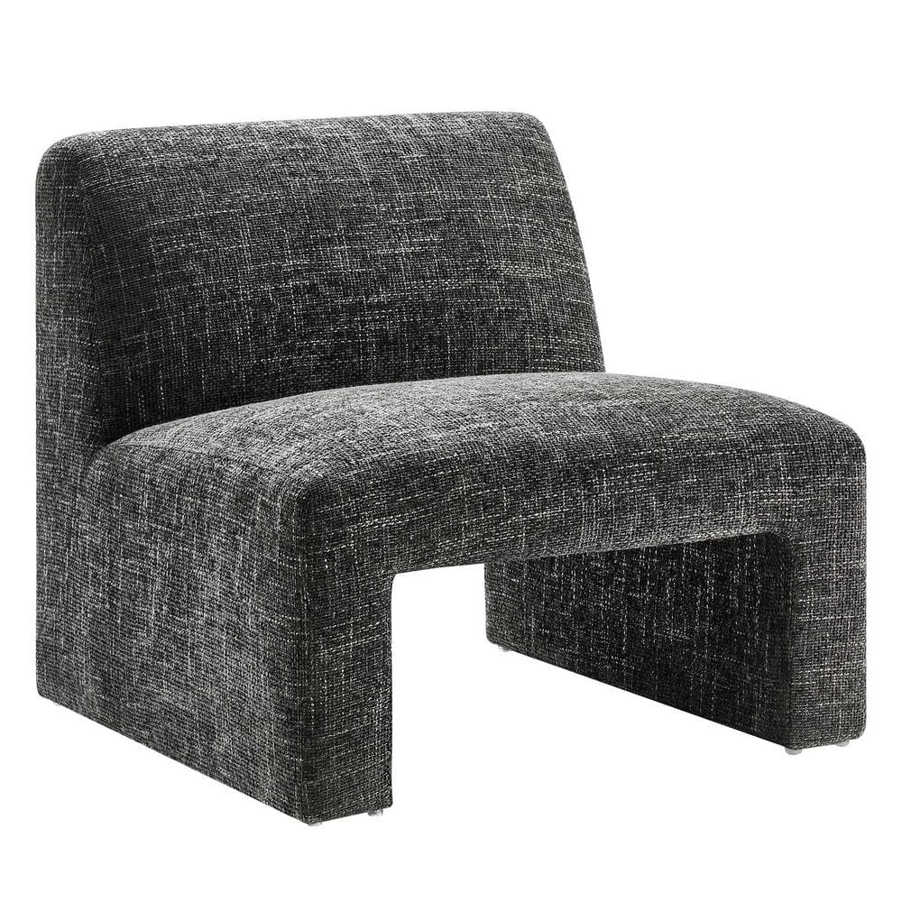 Amita Chenille Upholstered Accent Chair in Carbon Black