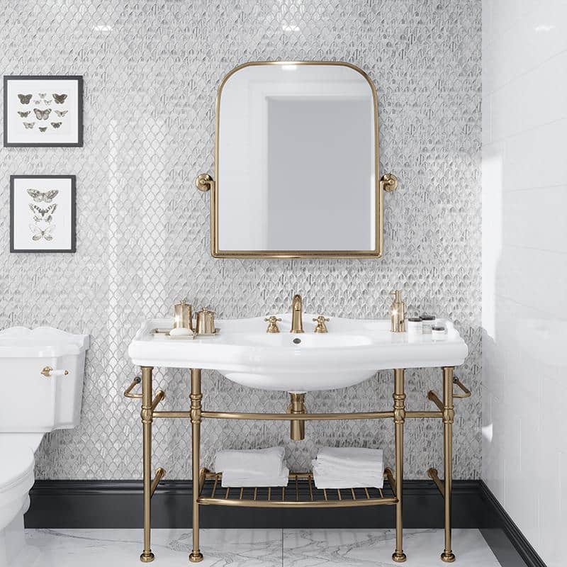 Majeste Silver Glass Fish Scale Mosaic Tile