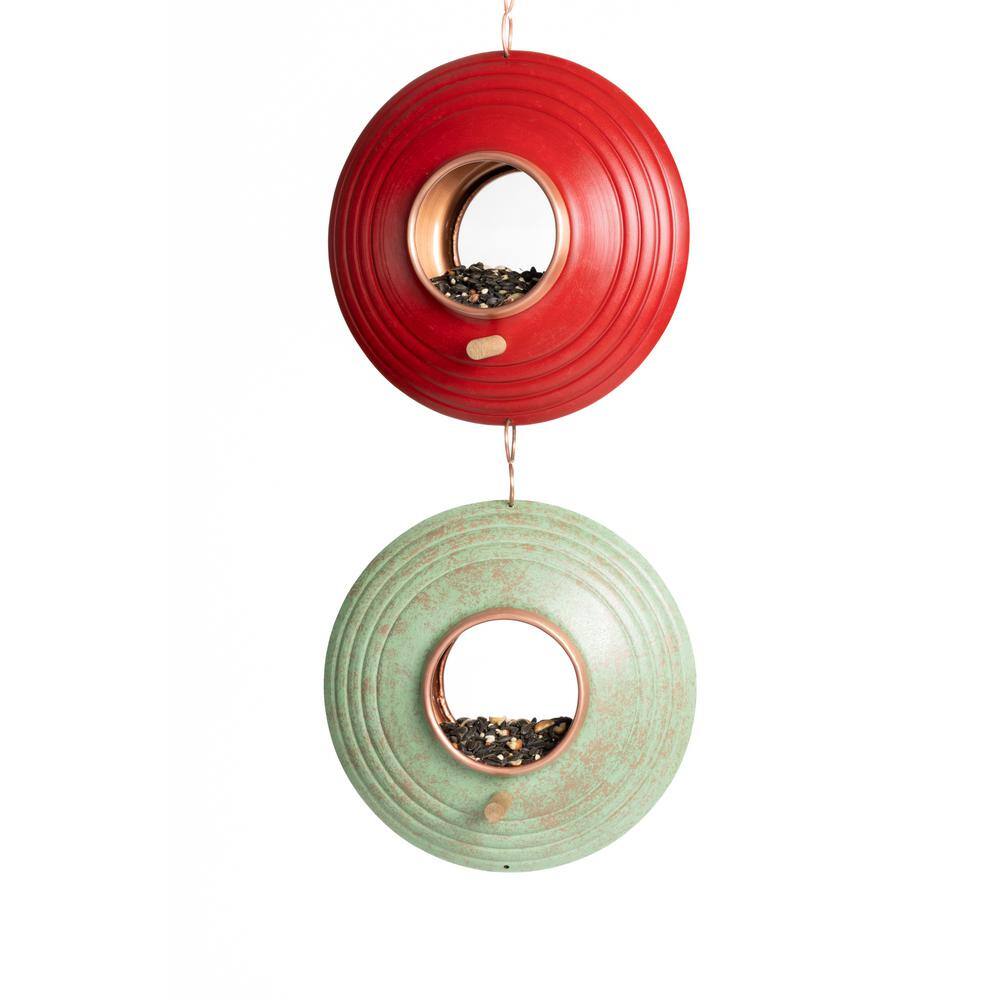 Mojave Copper and Red Hanging Fly-Thru Bird Feeder