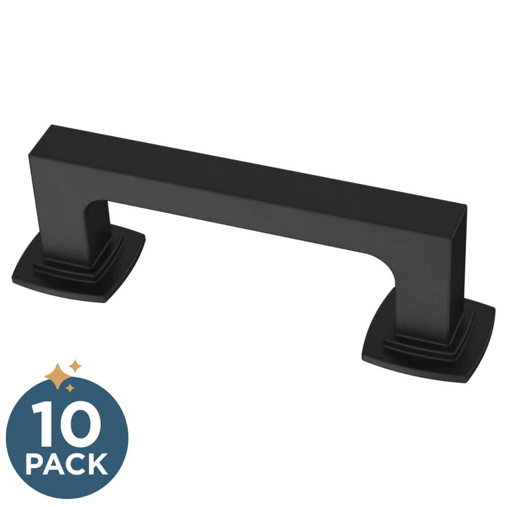 10-Pack 3 in. (76 mm) Classic Matte Black Cabinet Drawer Pulls